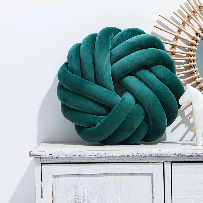 Three Ropes Knotted Pillows Round Throw Pillows Decorative Pillows for Bed and Sofa Navy Blue Pink Green Cushions Home Decor