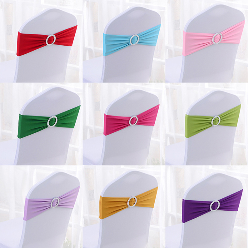 tretch Lycra Spandex Chair Bands With Buckle Slider For Wedding Decorations WholeChair Sashes Bow Not a chair cover