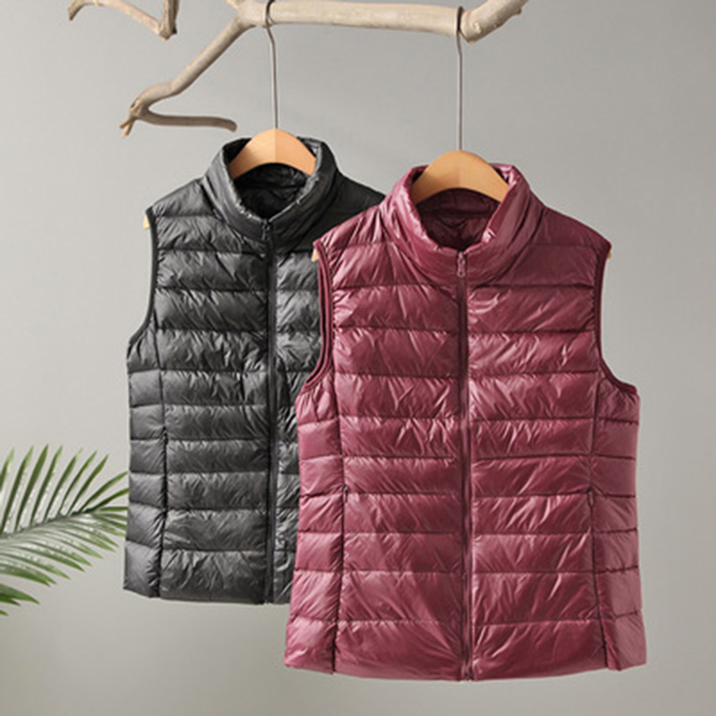  Autumn Women Ultra Light Down Vest White Duck Down Coat Parka Ladies Sleeveless Waistcoat Plus Size 3XL