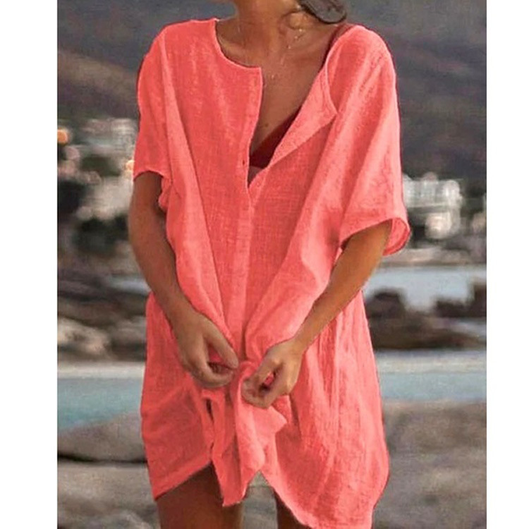  Summer Cotton Women's Midi Dress White Oversize Large Size 8XL Casual Beach Shirt Loose Dresses Female  Lady Clothes