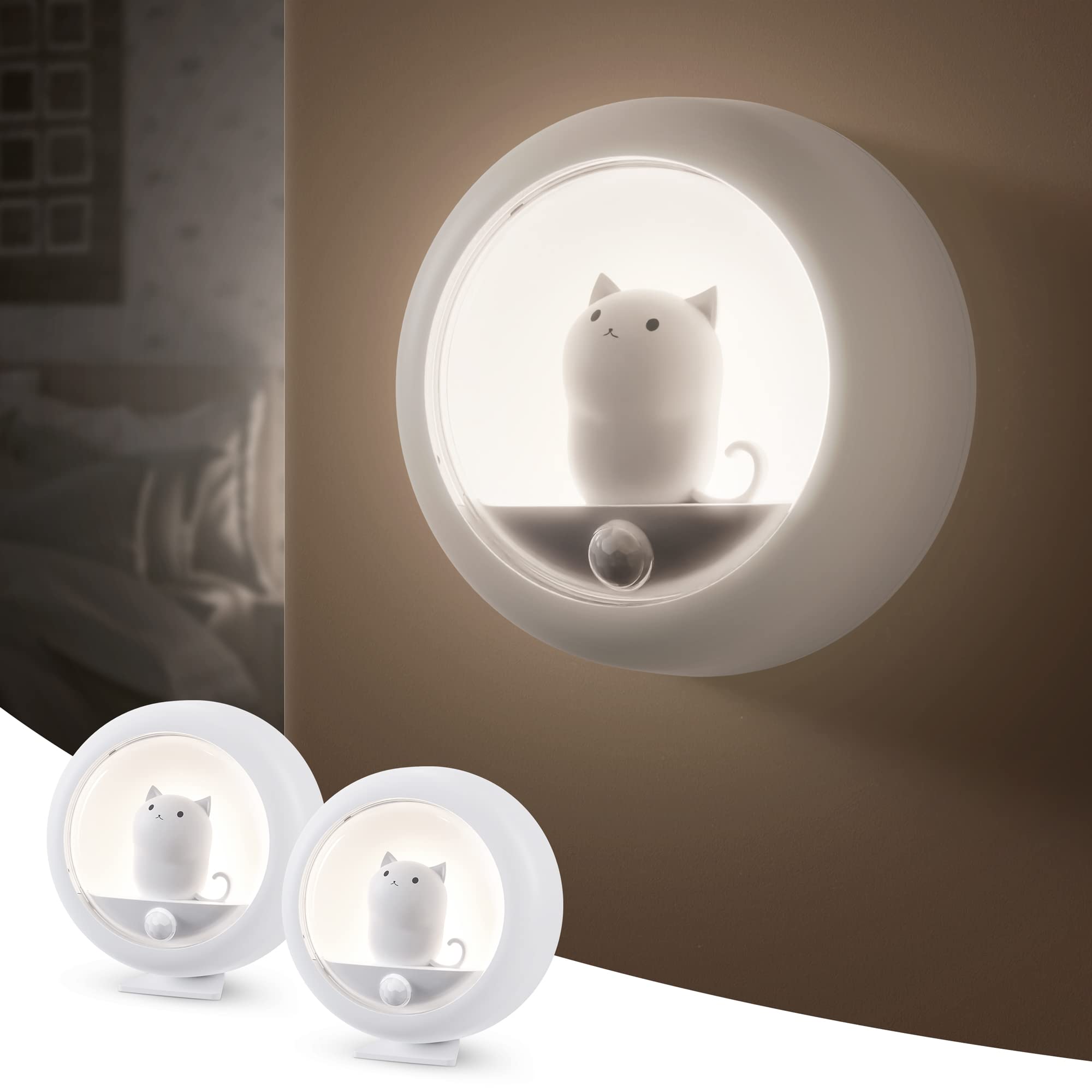 ALACRIS Motion Sensor Night Light Rechargeable LED Night Light Adjustable Brightness Natural Soft Light for Bedrooms Bathroom