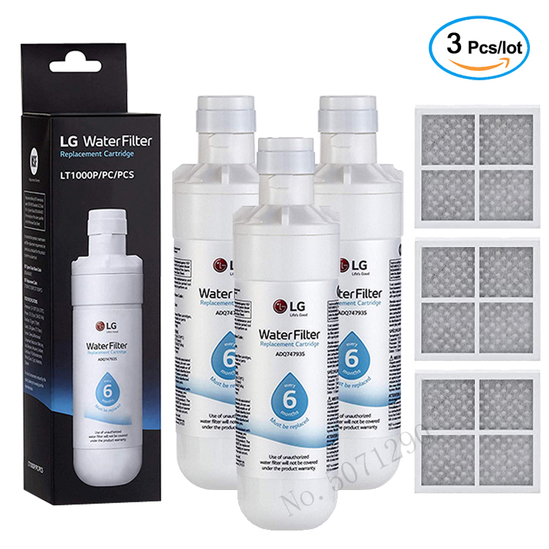 Replacement for LG LT1000P  LT1000PC， MDJ64844601 ADQ74793501，  LMXC23796S  LT120F Refrigerator Water and Air Filter，3Pack