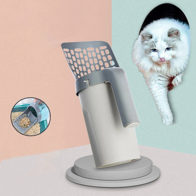 Cat Litter Scooper Large Capacity with Built-in Bag Cat Shovel Pet Cleaning Poop Bag Kitten Cleaning Tool Pet Accessories
