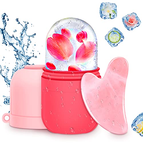 AURUZA Ice Face Roller and Gua Sha Set, Ice Roller for Face & Eye Puffiness Relief Beauty Facial Rollers Mold Icing Massage Skin Care Tools for Brighten Lubricate Shrink Pores Remove Fine Lines