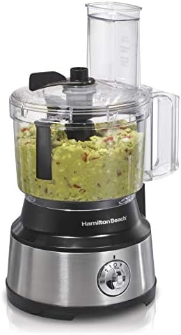 Hamilton Beach Food Processor & Vegetable Chopper for Slicing, Shredding, Mincing, and Puree, 10 Cups + Easy Clean Bowl Scraper, Black and Stainless Steel (70730)