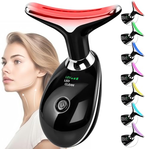 Galvanic Machines Red-Light-Therapy-for-Face and Neck, Facial Massager for Face and Neck, Face culpting Tool with 7 Color, at-Home Face Tool for Skin Care (Black)