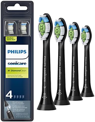 Philips Sonicare Genuine W DiamondClean Toothbrush Heads, 4 Brush Heads, Black, HX6064/95