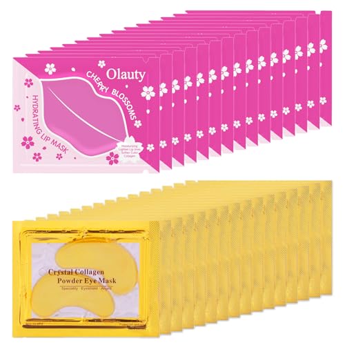 Eakroo 30 Pairs Lip Mask & Under Eye Mask, Crystal Collagen Eye Patches for Puffy Eyes, Effectively Nourishes the Lip & Eye Skin, Reducing Fine Lines & Dark Circle, Make Skin Smooth and Firm