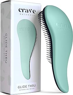 Crave Naturals Glide Thru Detangling Brush - Detangler Brush for Natural, Curly, Straight, Wet and Dry Hair for Adults and Kids - Hair Brush for Little Girls, Toddlers, Teens - 7.5 x 3 in, Turquoise