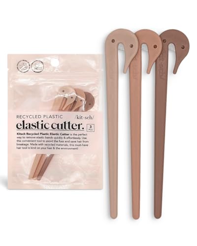 Kitsch Elastic Hair Tie Cutter Tool, Rubber Band Cutter for Hair, Hair Elastic Cutter for Kids Hair, Hair Rubber Band Cutter, Hair Tie Remover Tool, Ponytail Cutter Tool for Toddler, 3pc Multicolor