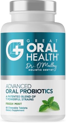 Oral Probiotics for Mouth Bad Breath Treatment for Adults: Dentist Formulated Advanced Oral Probiotics for Teeth and Gums with BLIS K12 M18-60 Chewable Oral Health Probiotics Supplement Tablets Mint