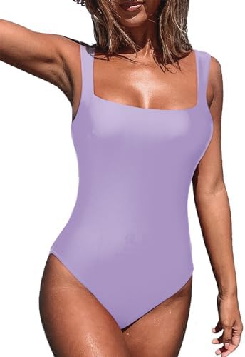 Dokotoo Womens Summer One Piece Swimsuits Square Neck Removable Pads Swimwear Bathing Suits