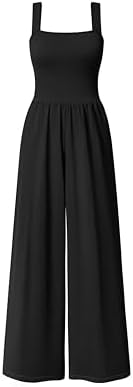 OQQ Women Jumpsuits Dressy Casual Sleeveless Square Neck One Piece Outfits Causal Wide Leg Jumpsuit