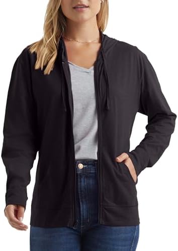 Hanes Women’s Slub Knit Full-Zip Hoodie, Textured Cotton Zip-Up T-Shirt Hoodie for Women