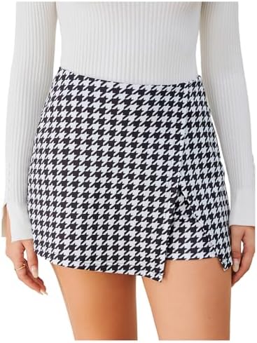 Milumia Women's Asymmetrical Wrap Skirts High Waisted Slit Hem Skort Shorts