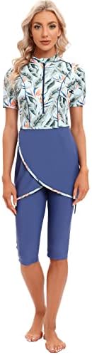Muslim Swimsuits for Women Modest Full Cover Swimwear Short Burkini Top Pants Hijab Islamic Swimsuit 3Pcs Rashguard