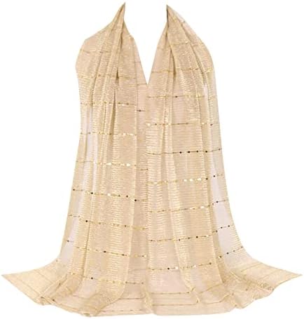 ANKOMINA Women Soft Chiffon Sequin Long Scarf Shawl Fashion Muslim Hijab Head Wrap Scarves,71x28 Inch