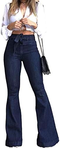Pantete Womens High Waisted Bell Bottom Jeans Denim High Rise Flare Jean Pants with Wide Leg and Belt