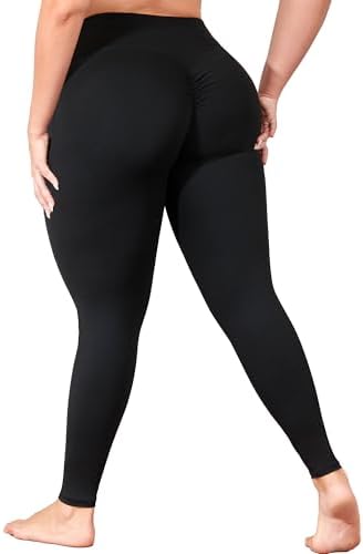 Plus Size Butt Lifting Leggings with Pockets for Women, L-5XL Yoga Pants Tummy Control, High Waist Workout Leggings