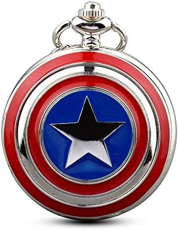 Mens Five-pointed Star America Pocket Watch Quartz Movement Steampunk Fob Watches for Man Gifts
