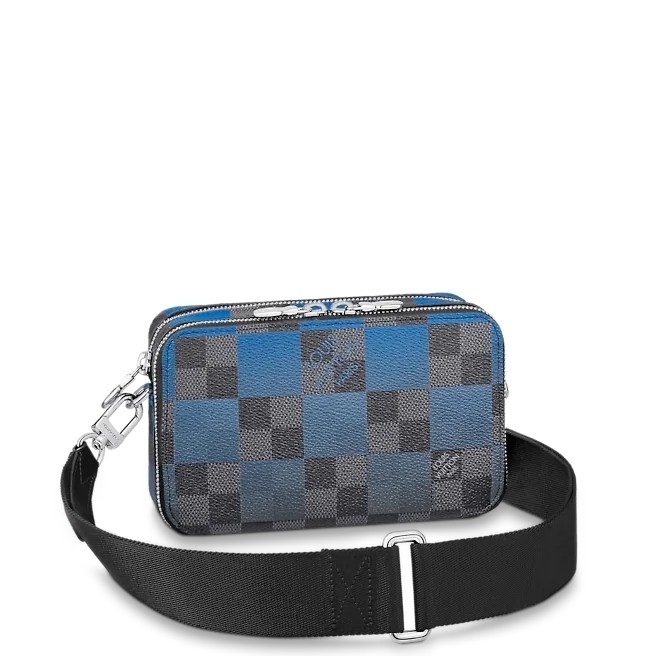 Louis Vuitton Alpha Wearable Wallet N60414 Blue Damier Graphite Giant Canvas